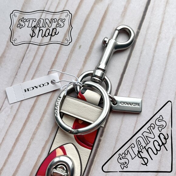 COACH Women's Keychain Bag Charm Key Fob With Cherry Print - CZ088 - Picture 3 of 9
